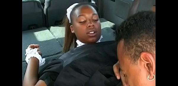  Big butt honey Monie Love gets twat sucked and fingered in the back of car
